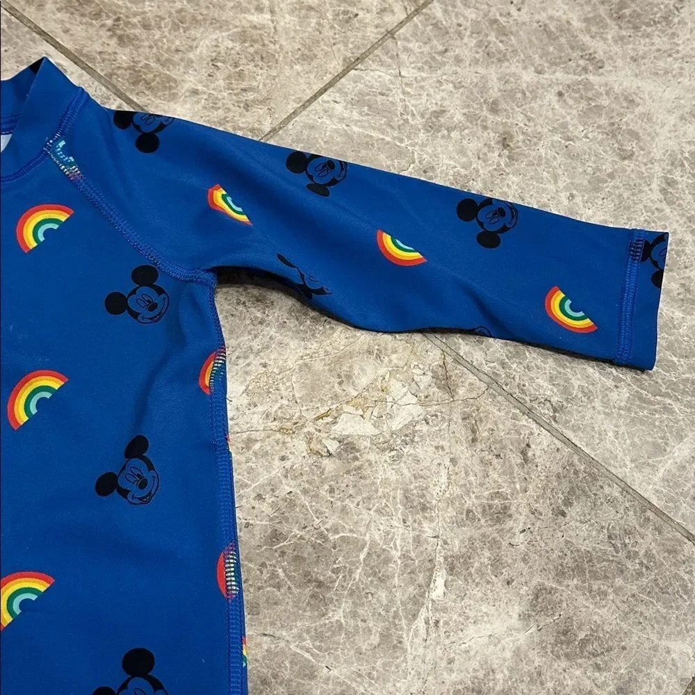 Hanna Andersson Mickey Mouse Disney Rainbow Rashguard 1pc Swimsuit Sz 75 12-18M